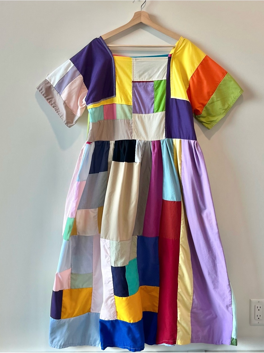 Handmade Quilted Patchwork Colorblock Dress SKU 08121 - Picture 2 of 16